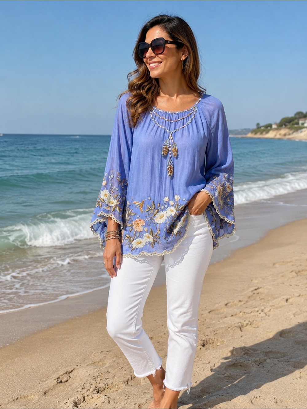 Johnny Was Indinna Floral Embroidered Tunic